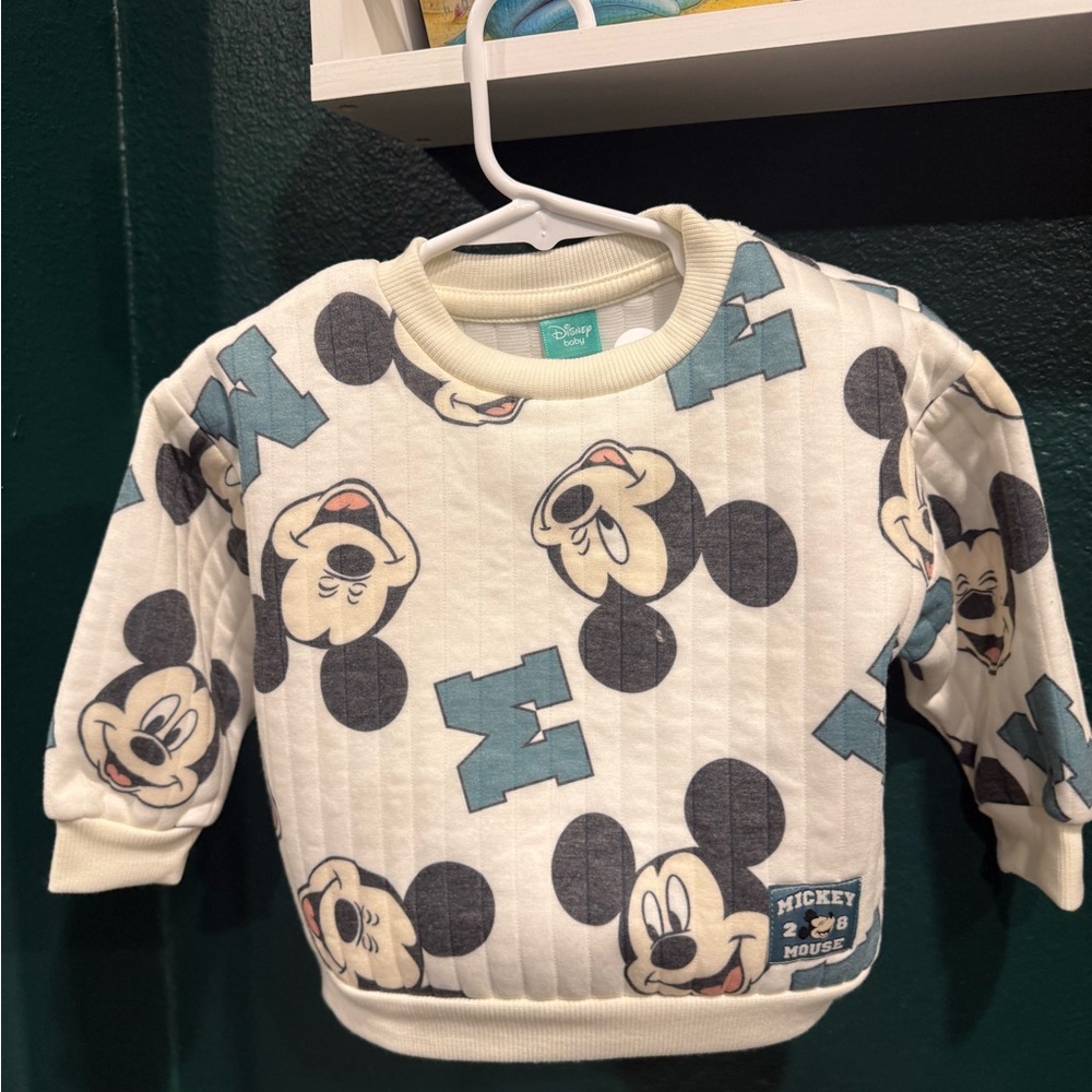 Disney Mickey Mouse Kids Sweatshirt and Pants- Cream and Blue